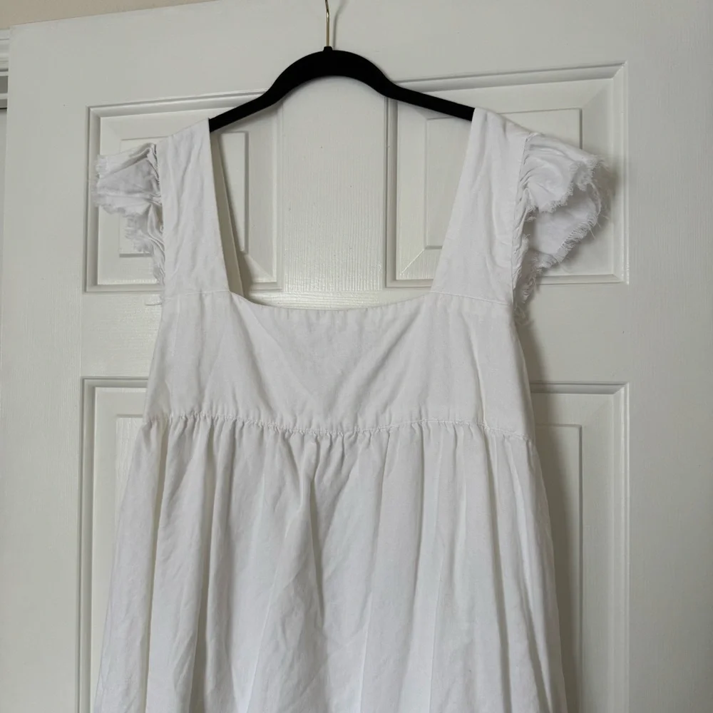 Aerie White Frayed Babydoll Dress - Picture 3 of 8